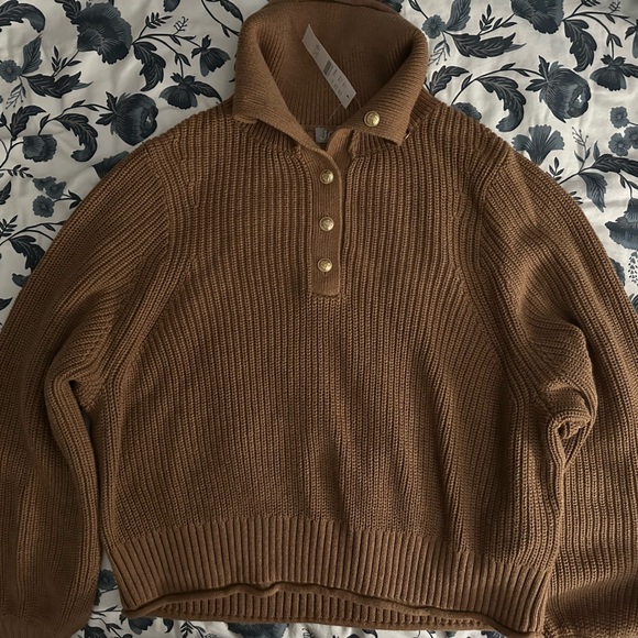 J. Crew Sweaters - J. Crew Ribbed cotton button-collar sweater - Tan
